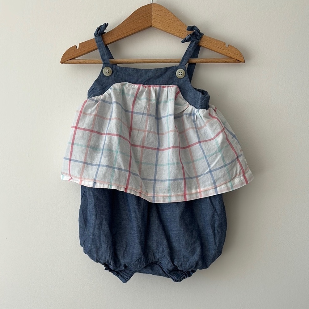 Kids Plaid Denim Romper